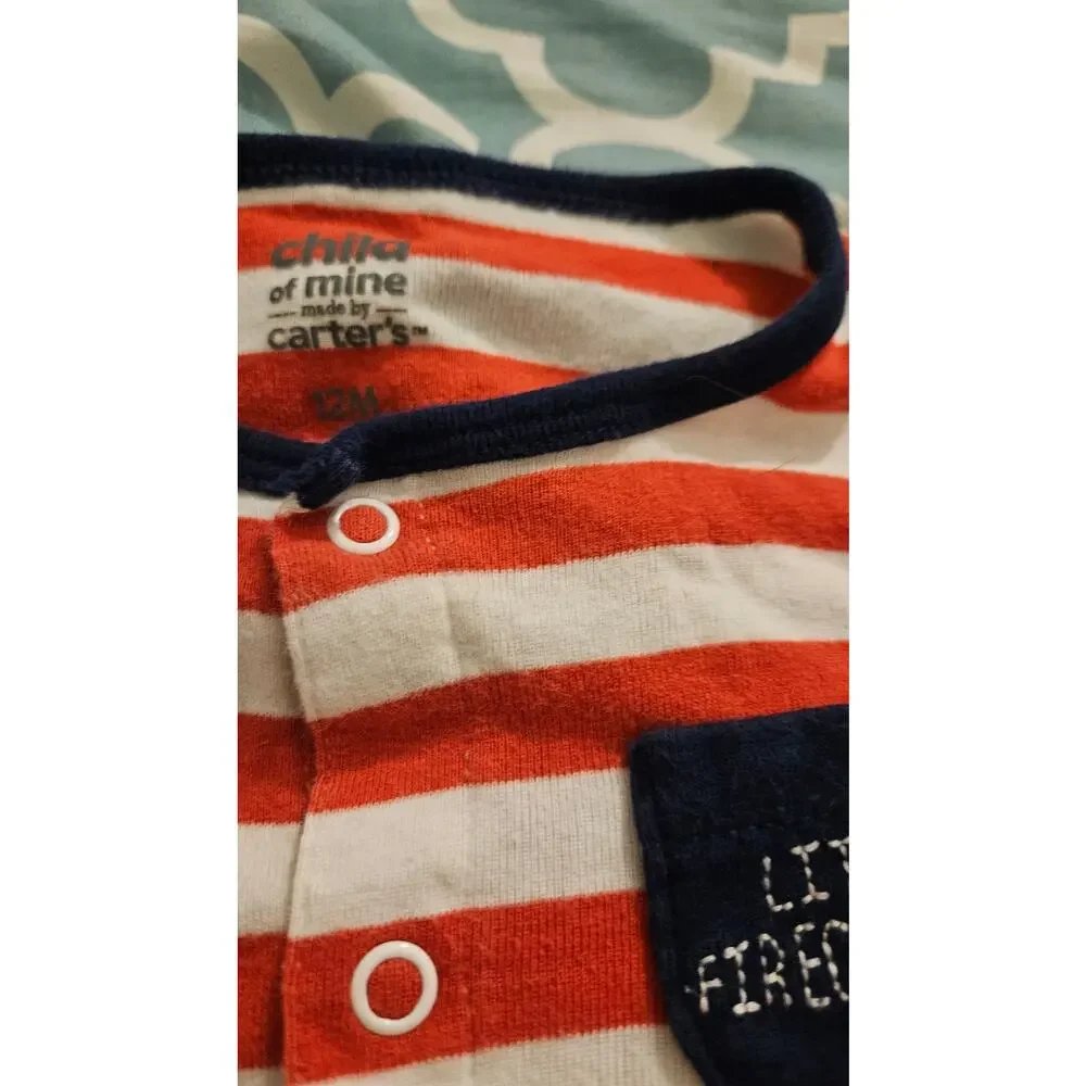 Carter’s Little Firecracker Baby Romper 12M Red White Blue Patriotic One Piece